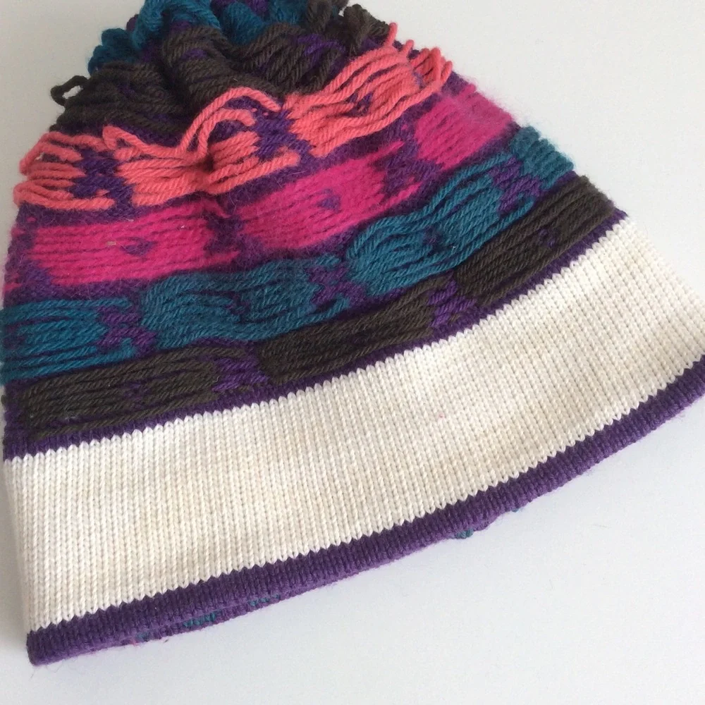 Merkley Vintage 100% Virgin Wool/Cotton Lined Tassel Rounded Crown Ski Hat OS